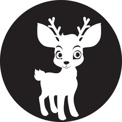 Cute cartoon deer with decorative circle