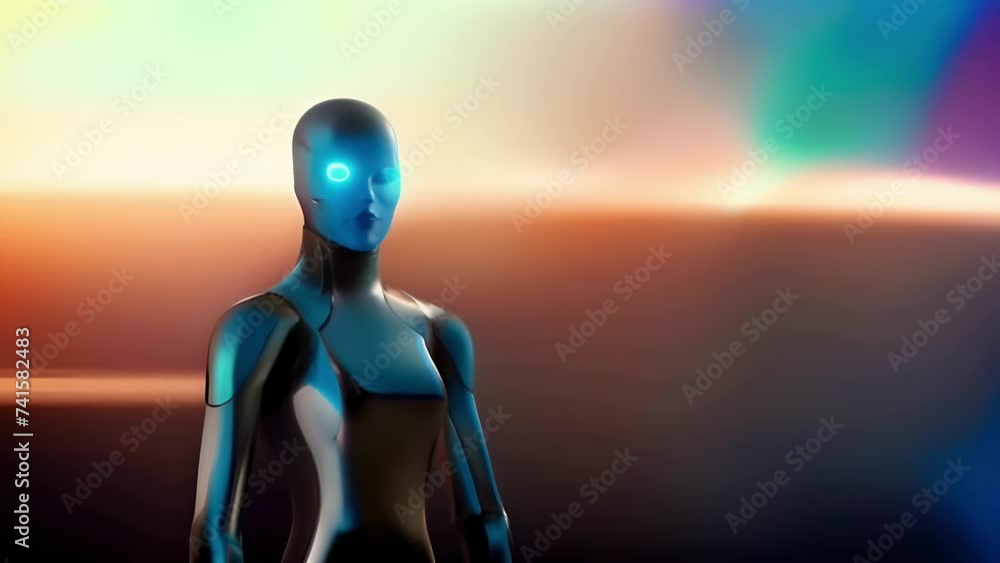 Aufkleber full-length futuristic android robot. plain background. concept: animation of modern technologies an