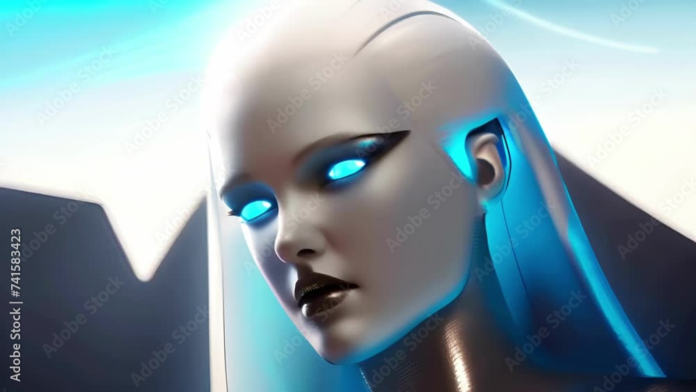 Aufkleber full-length futuristic android robot. plain background. concept: animation of modern technologies an