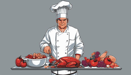 chef cook with vegetables