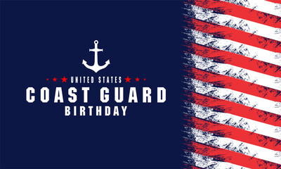Happy birthday United States Coast Guard vector illustration. Suitable for Poster, Banners, background and greeting card.