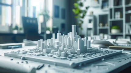 The model of a residential area on an architect's table - obrazy, fototapety, plakaty