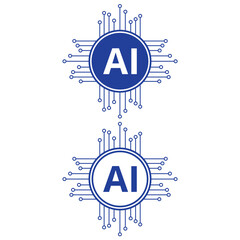 Pictograma de IA de inteligencia artificial. Tecnología relacionada con inteligencia artificial, computadoras y sistemas inteligentes,. Vector