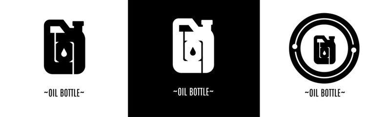 Oil bottle logo set. Collection of black and white logos. Stock vector.