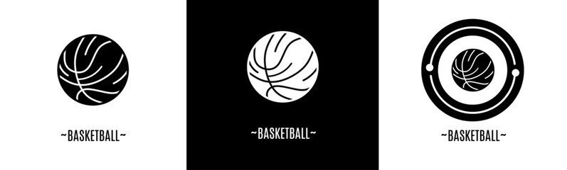 Fototapeta premium Basketball logo set. Collection of black and white logos. Stock vector.