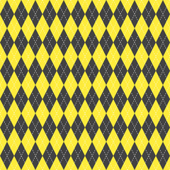 Yellow and black argyle pattern. Argyle vector pattern. Argyle pattern. Seamless geometric pattern for clothing, wrapping paper, backdrop, background, gift card, sweater.	