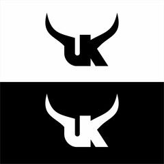 UK letter logo design with horns.