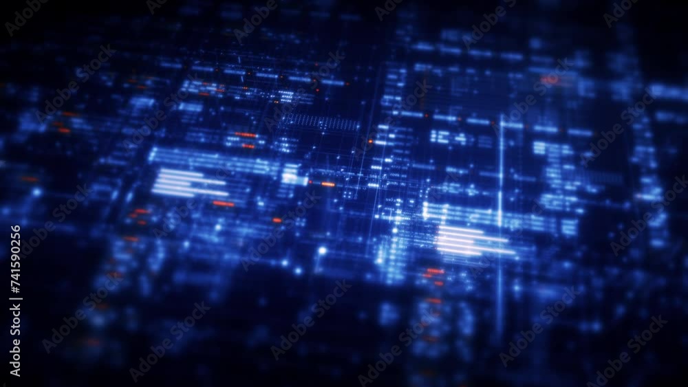 Leinwandbilder Data matrix simulation with cutting-edge digital environment with a dynamic and immersive display of interconnected data matrix information networks systems background