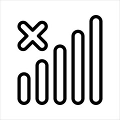 Error, wrong, incorrect, lost, disconnect, bad antenna, not available, no signal, stop symbol with network, connect, internet Wi-Fi, WLAN, white icon on black background for computer,mobile interface.