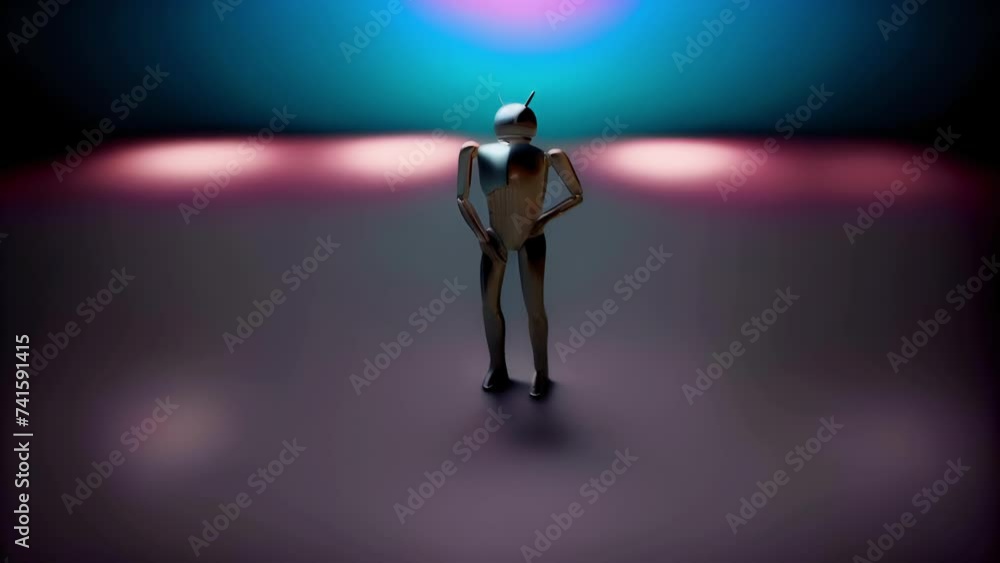 Aufkleber full-length futuristic android robot. plain background. concept: animation of modern technologies an