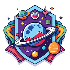 Badge planet space