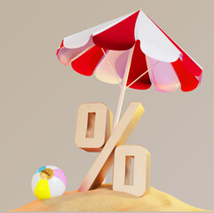 summer beach sand 3d render palm ball