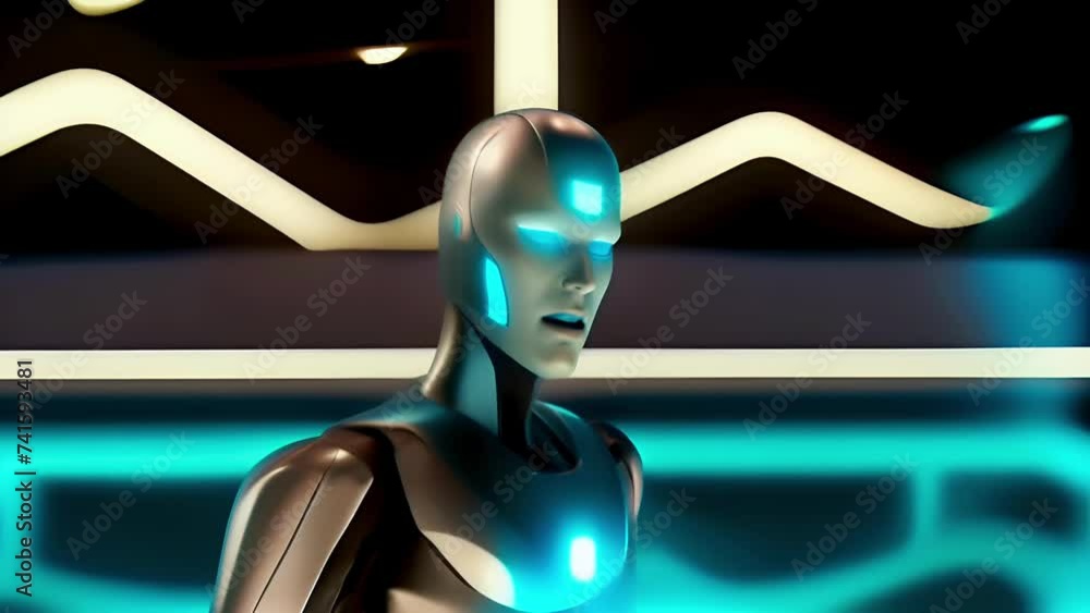 Aufkleber full-length futuristic android robot. plain background. concept: animation of modern technologies an