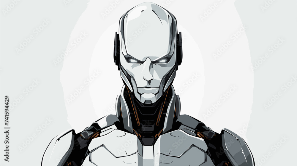 Wall mural abstract humanoid robot with sleek metallic features. simple vector art