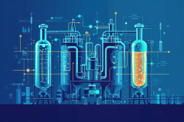Bioreactors and Fermentation: Automated bioreactors and fermentation systems control the growth - obrazy, fototapety, plakaty