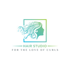 Fototapeta premium Hair beauty womens logo design for salon makeover hair stylist haidresser hair cut