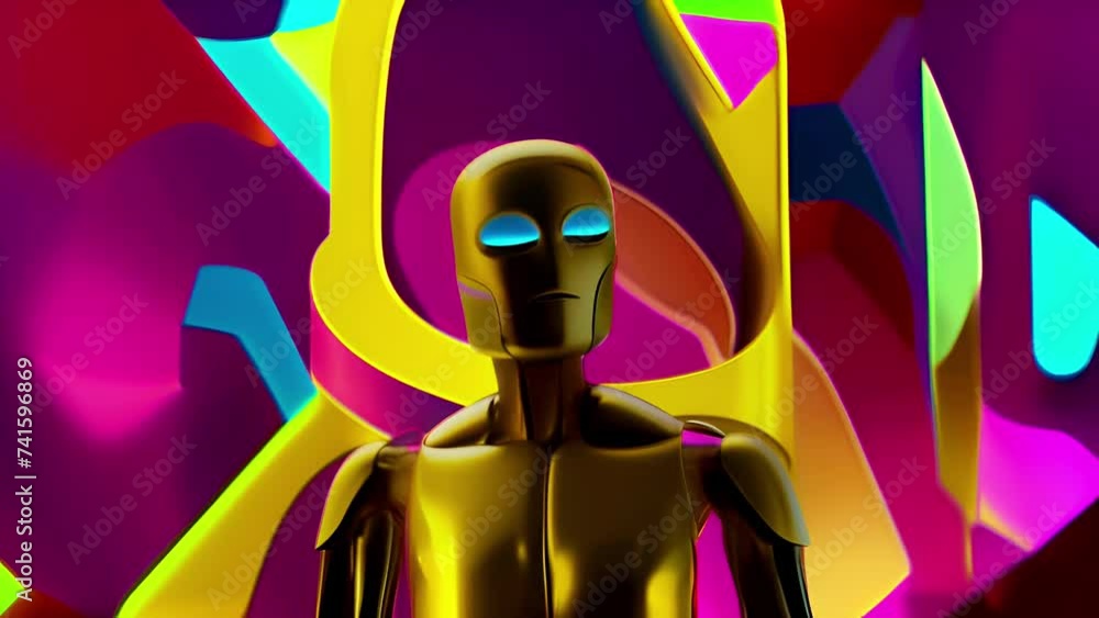 Aufkleber full-length futuristic android robot. plain background. concept: animation of modern technologies an
