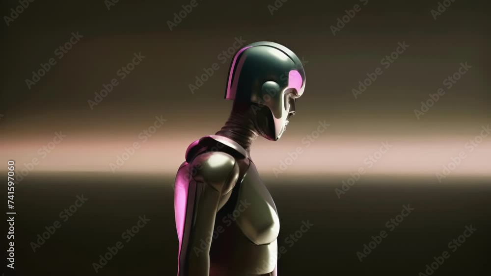 Aufkleber full-length futuristic android robot. plain background. concept: animation of modern technologies an