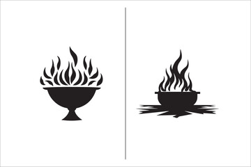 Barbecue grill Silhouette vector icon design and Grill bbq vector icon set illustration. BBQ silhouette vector on White background.