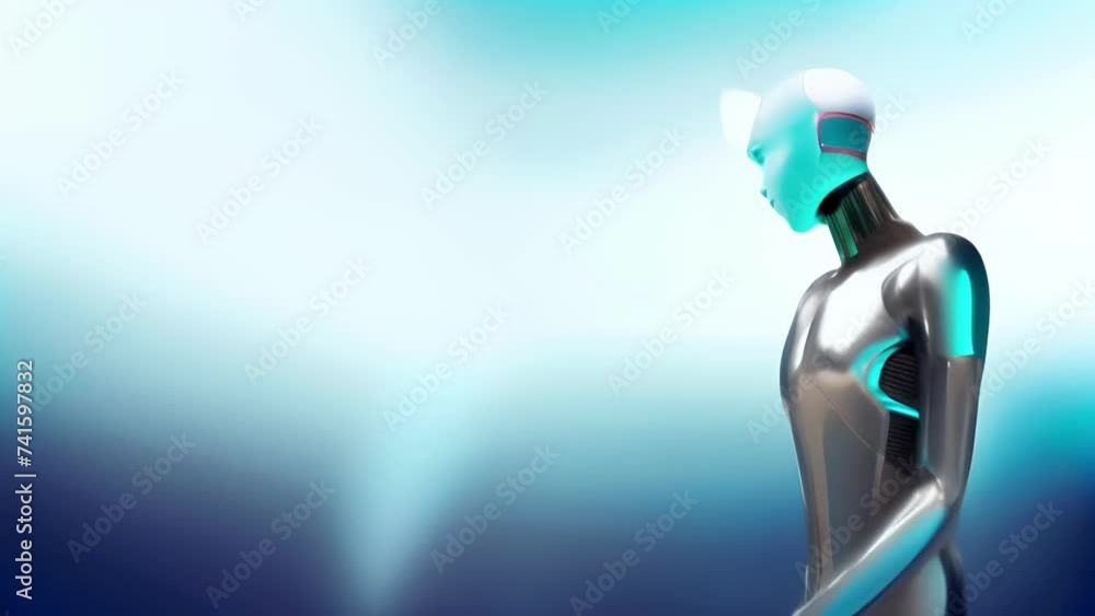 Aufkleber full-length futuristic android robot. plain background. concept: animation of modern technologies an