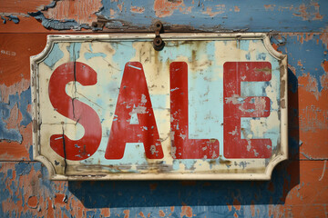 Vintage red sale sign, grunge signage 