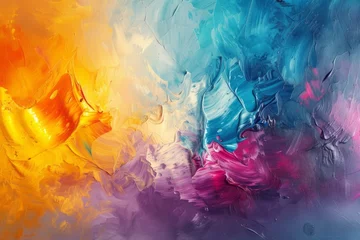 Zelfklevend Fotobehang bright color splash oil paint © Anastasiia