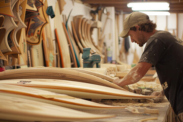 shaping surfboards in the shaping bay