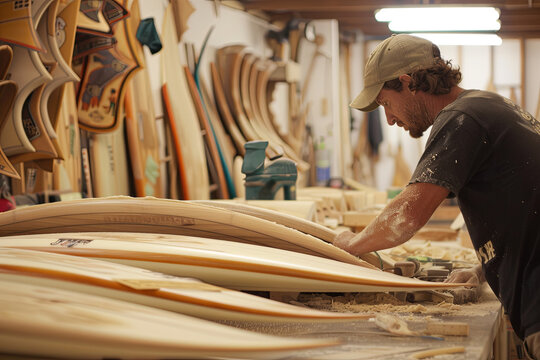 shaping surfboards in the shaping bay