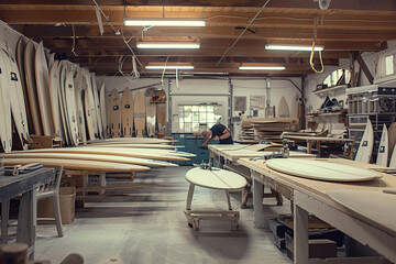 shaping surfboards in the shaping bay