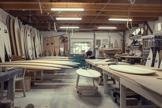 shaping surfboards in the shaping bay
