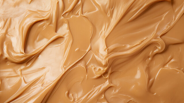 Dulce de leche close up texture, Candy texture created with spatula on a white background