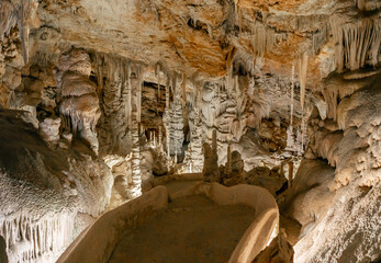 view of the rock formations inside the Campanet Caves in northern Mallorca