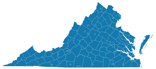 Editable vector file of the counties that make up the state of Virginia
