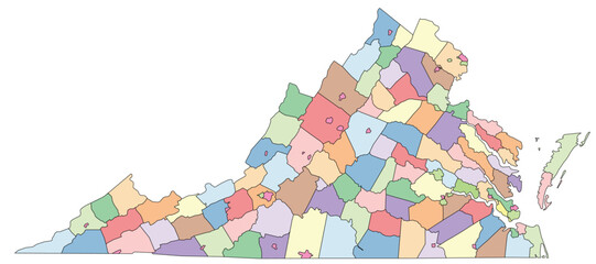 Editable vector file of the counties that make up the state of Virginia