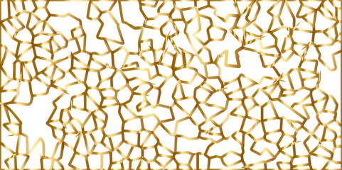 Abstract repeatable pattern background of golden twisted bands. Swatch of gold shapes plexus in links form. Seamless pattern in modern style. Bright abstract mosaic seamless pattern.