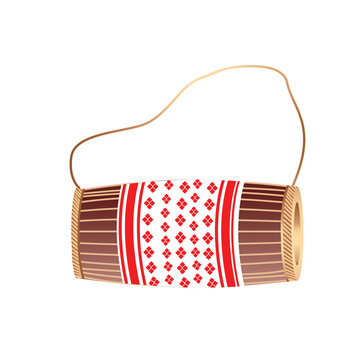 Vector illustration of Happy Bihu, Assamese New Year, Indian traditional festival, Harvest festival of Assam, Dhol isoleted.