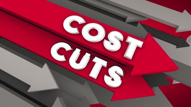 Cost Cuts Arrows Down Reduced Prices Lower Bills Spend Less Money 3d Animation