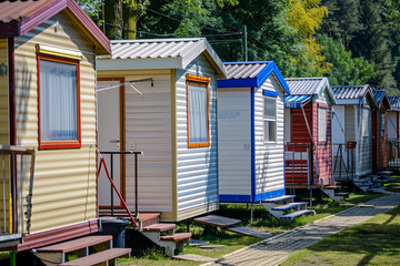 Fototapeta na wymiar Mobile homes on camping site in Germany