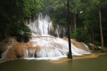 Sai Yok Noi is a waterfall (Khao Phang Waterfall) The waterfall consists of the limestone cliffs collapsing and that became the origin of the name "Khao Phang Waterfall” Kanchanaburi province,Thailand