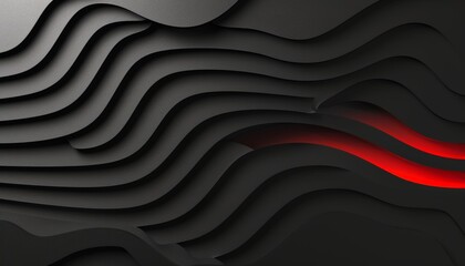 Dark matte abstract 3d wavy smooth background in black and red   aesthetic concept