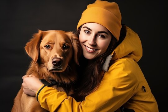 A Smiling Woman Holding A Golden Retriever Puppy, Surrounded By Dogs Of Various Breeds, Showcasing Love And Friendship In A Family Setting