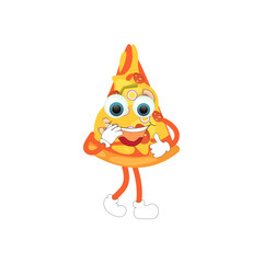 Pizza Cartoon Character, modern vector template set of mascot illustrations. Food Object Icon Concept Isolated Premium Vector.