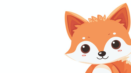 Fox face in the corner. Cute cartoon kawaii funny