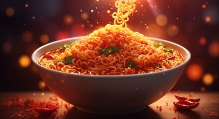 Delicious spicy instant noodles