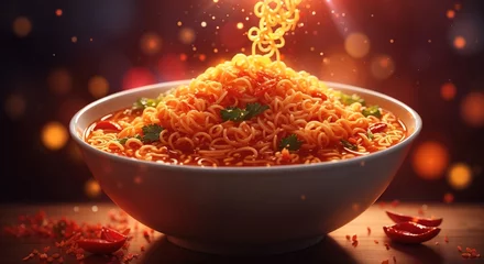 Fototapete Rund Delicious spicy instant noodles © MochSjamsul