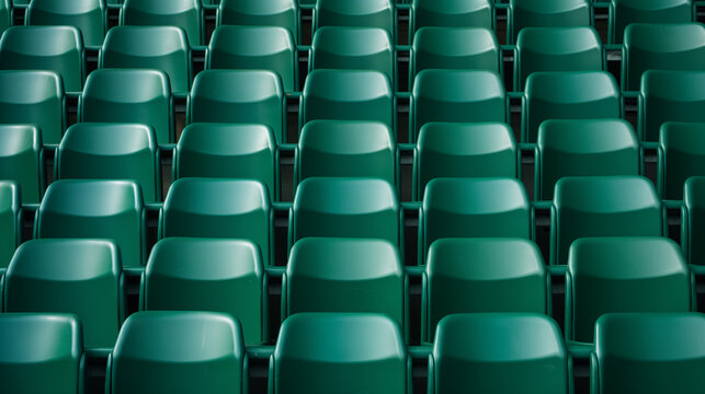 Green empty seats at stadium, background