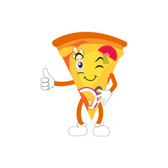 Pizza Cartoon Character, modern vector template set of mascot illustrations. Food Object Icon Concept Isolated Premium Vector.