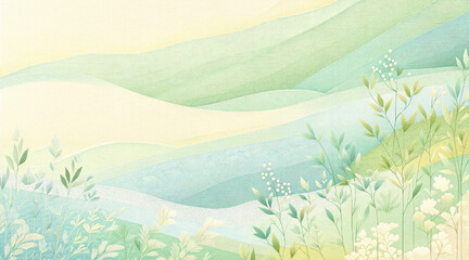 Fototapeta na wymiar Spring Colorful Japanese Background, Plants