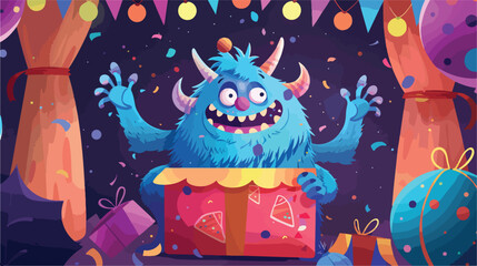 Happy birthday text vector design. Birthday monst