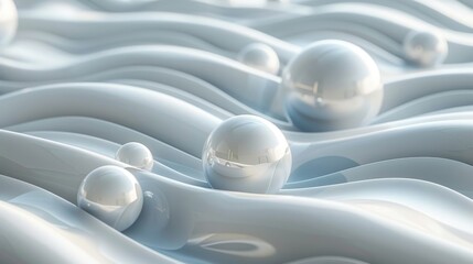 Modern 3D Background with Abstract Pearl Orbs